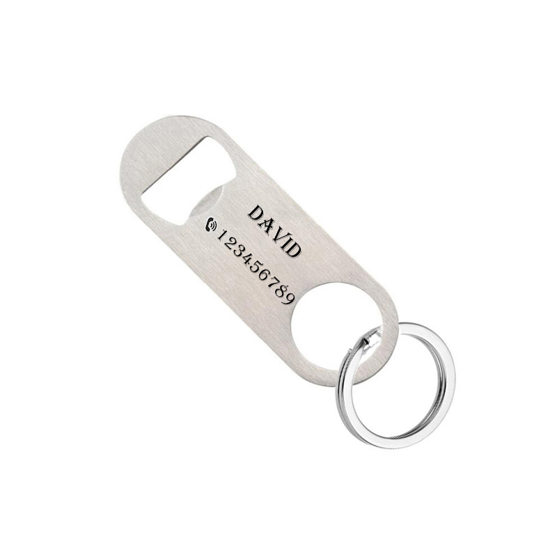 Bottle Opener Keyring - شخصية المفاتيح الليزر نقش الفولاذ المقاوم